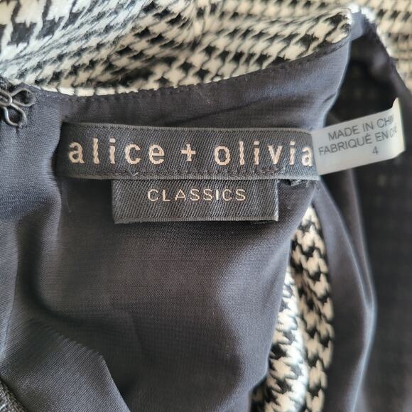 Alice + Olivia Delora Mini Dress Houndstooth Sheath Wool Graphic Women 4 - Picture 11 of 13